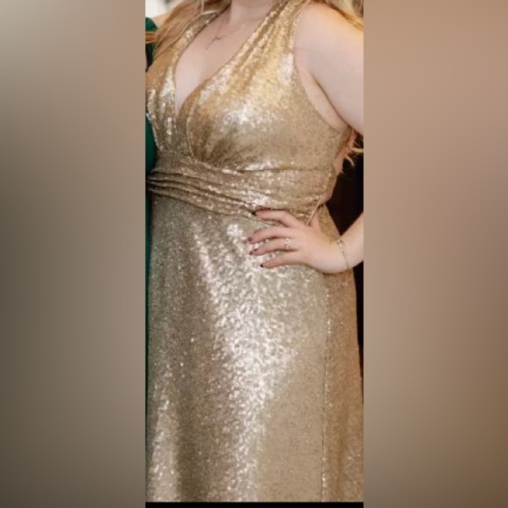Gold strapless dress